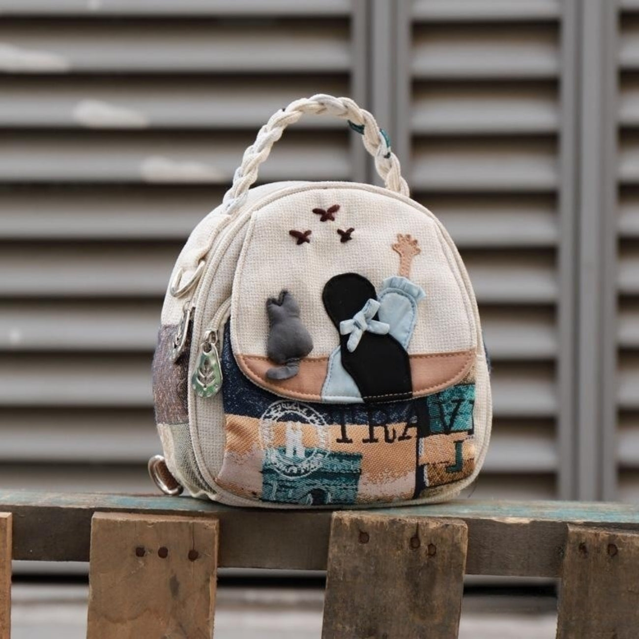 Multi functional canvas backpack, mini one shoulder crossbody bag, holiday gift for girlfriend