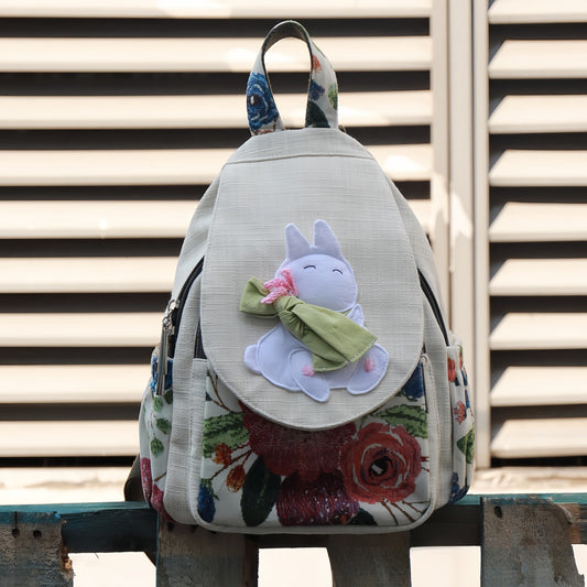 Cute cartoon casual multi layered canvas backpack, birthday gift for girlfriend