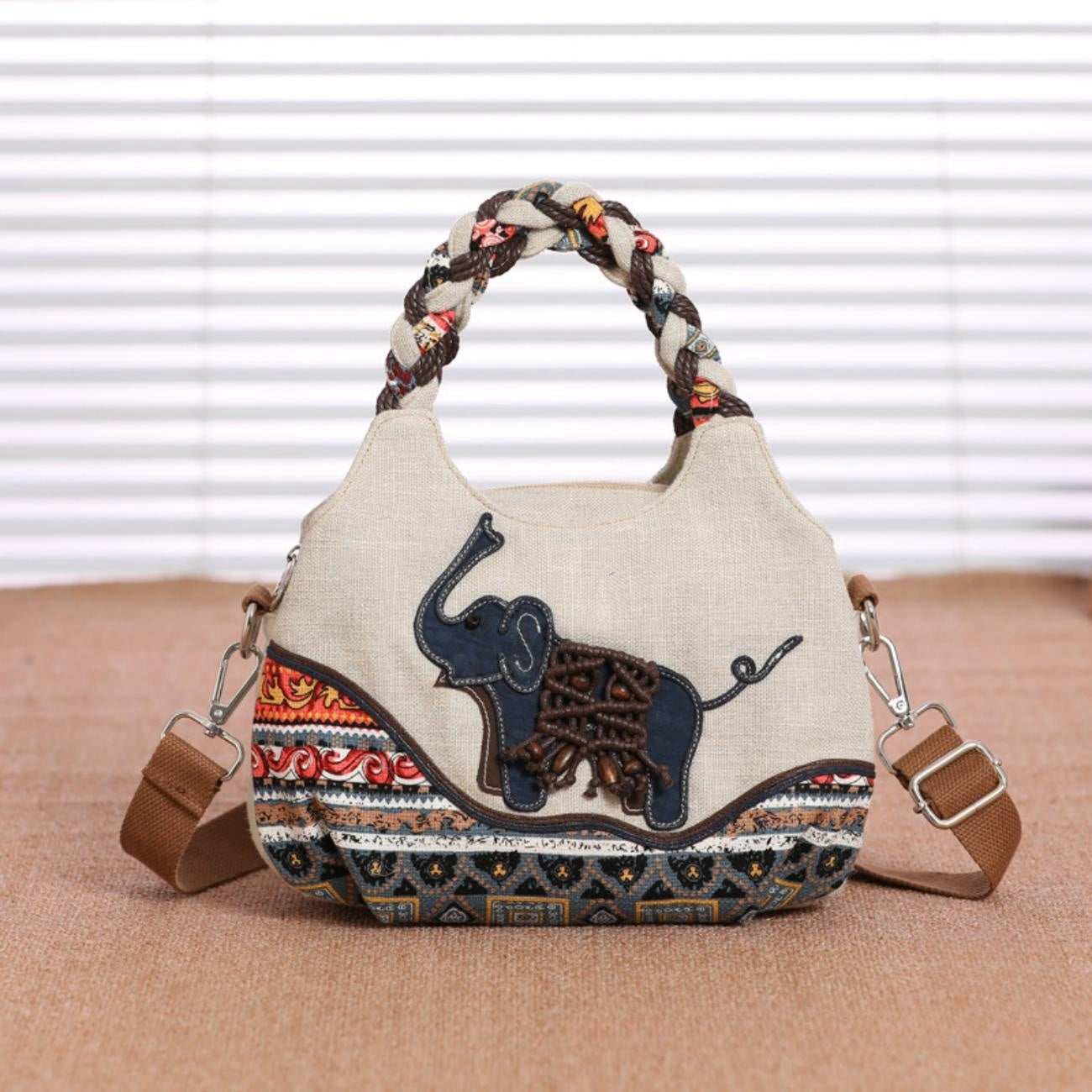 Auspicious handmade weaving canvas tote for convenient commuting, birthday gift for girlfriend