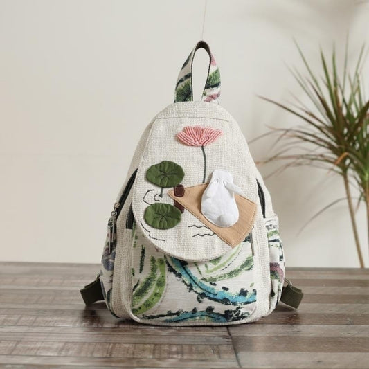 canvas backpack with multiple compartments, portable commuting, birthday gift for girlfriend