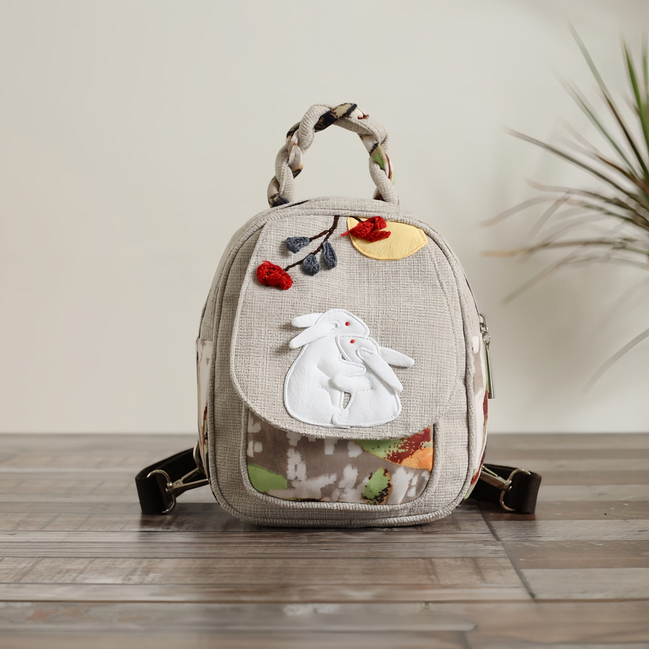 Rabbit Multi Layered canvas tote Birthday Gift for Girlfriend and Mother