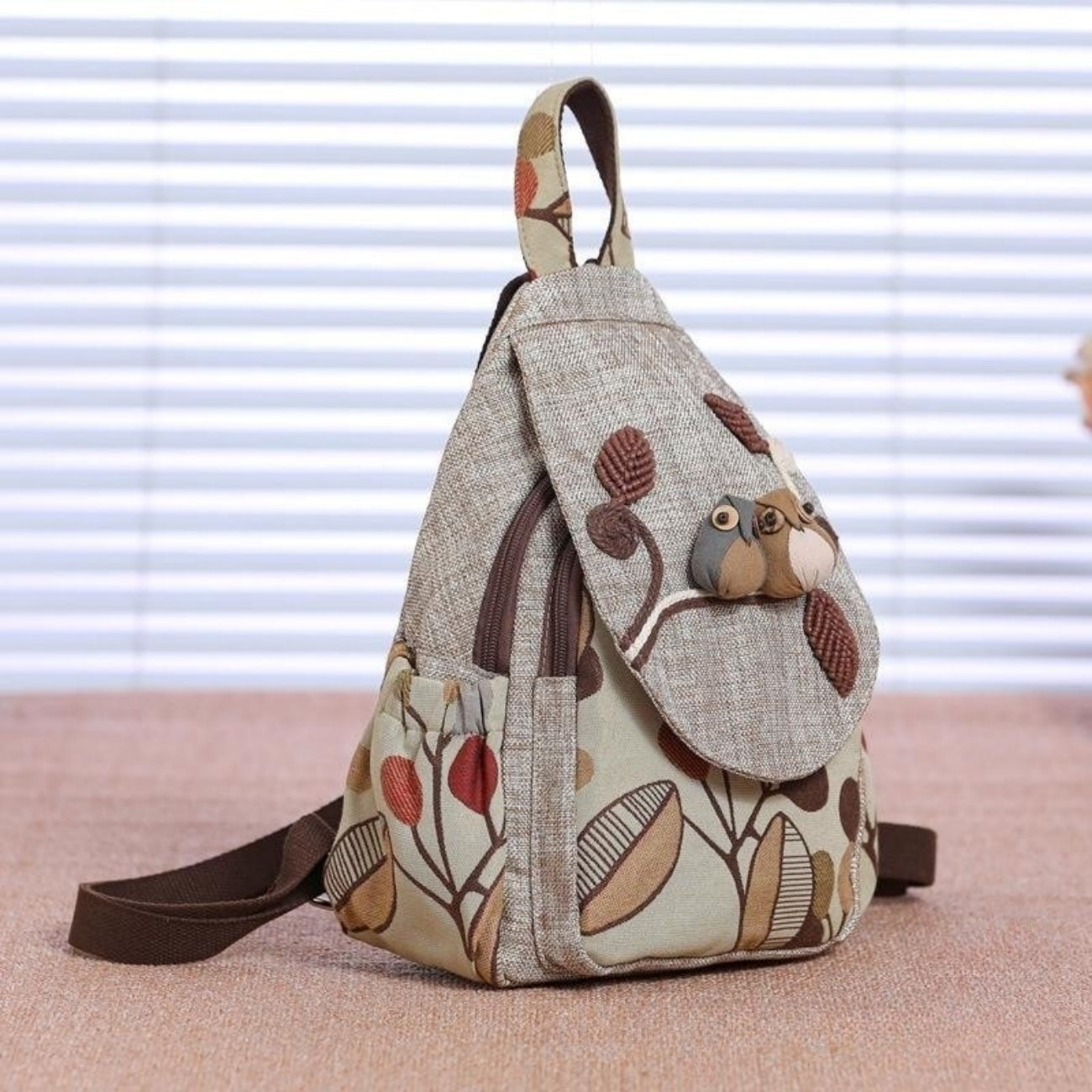 Woven double-layer canvas backpack, lightweight cloth bag, women's bag, holiday gift for girlfriend