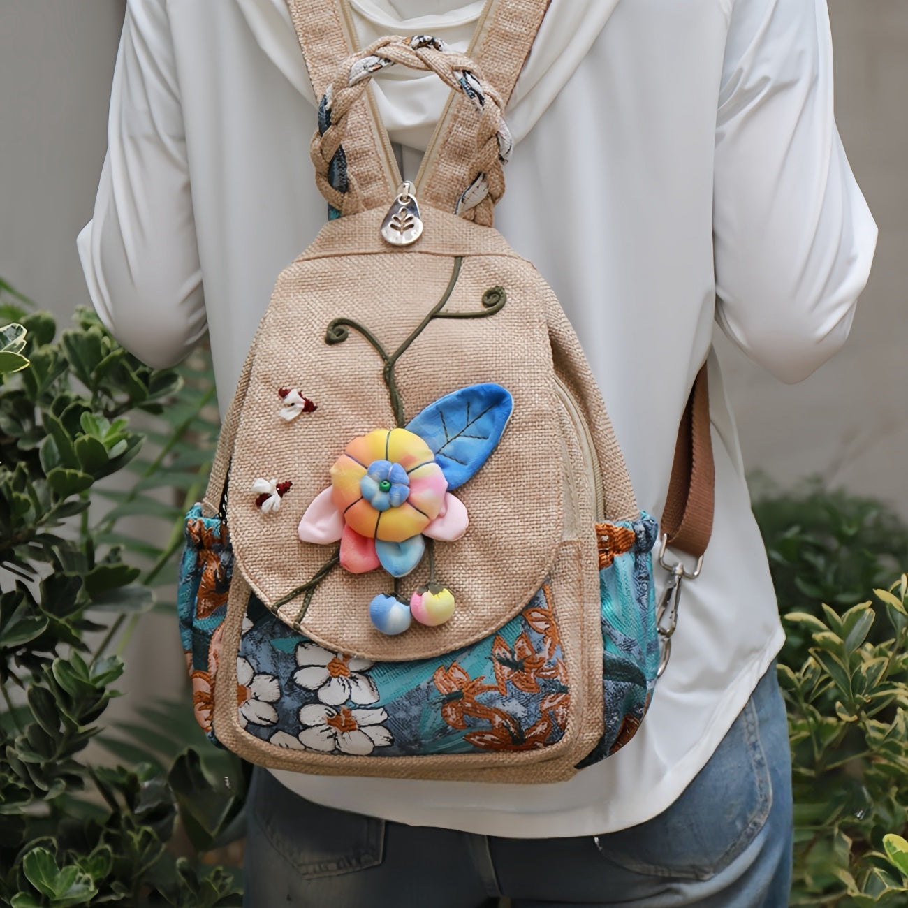 3D handmade multi layered canvas backpack, birthday gift for girlfriend