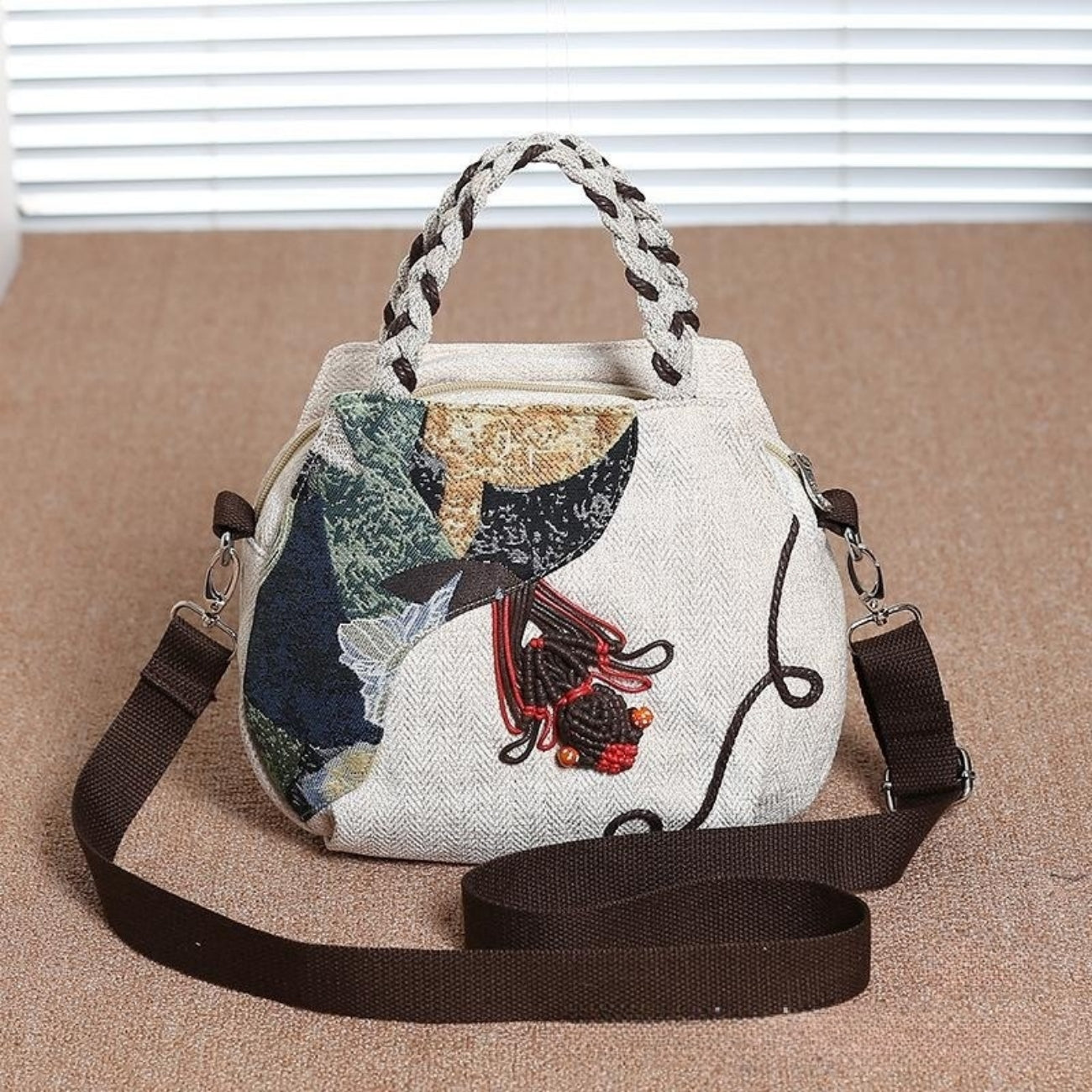 Cross body shoulder canvas tote with goldfish shaped birthday gift for girlfriend