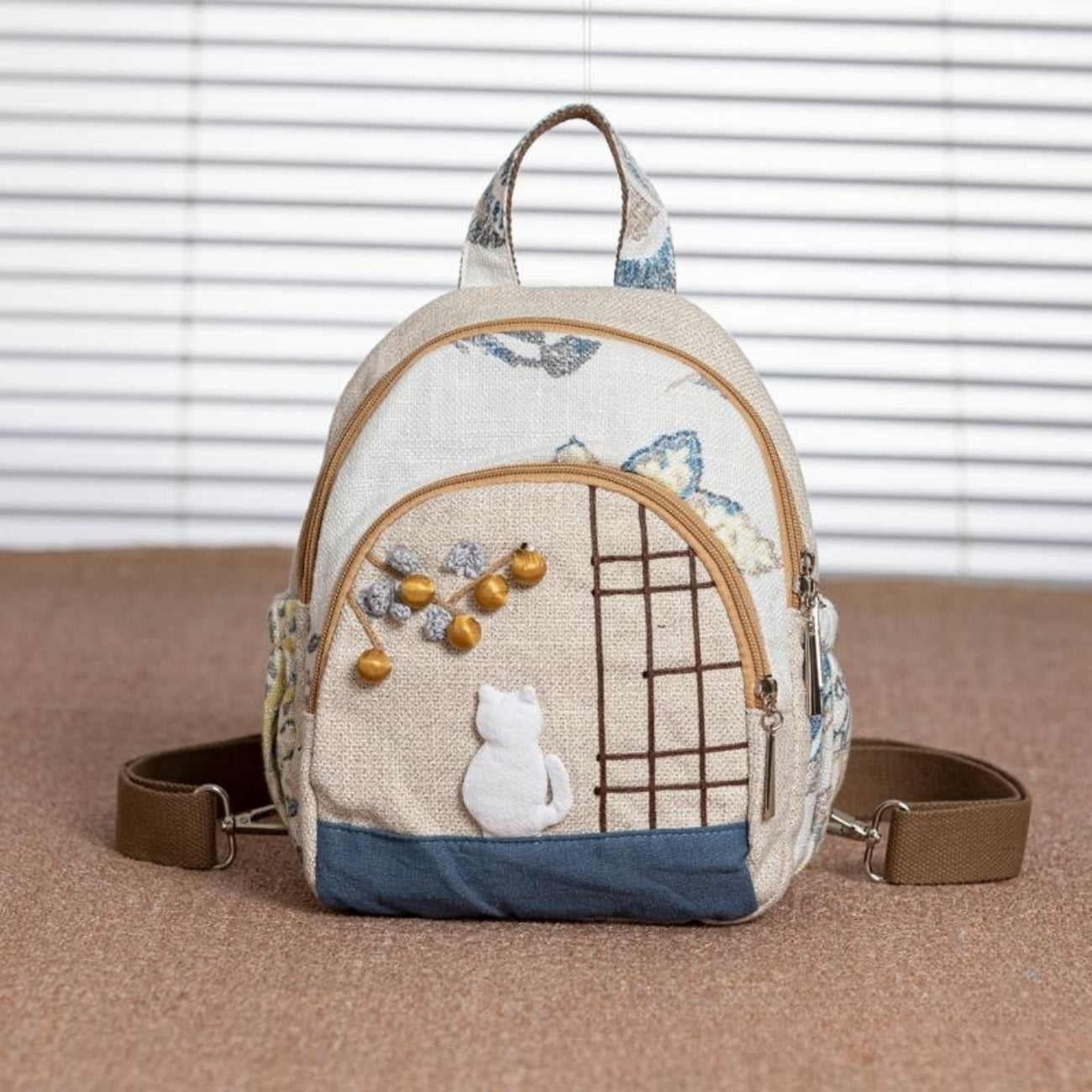 canvas backpack with multiple compartments, cat shaped, commuting, holiday gift for girlfriend