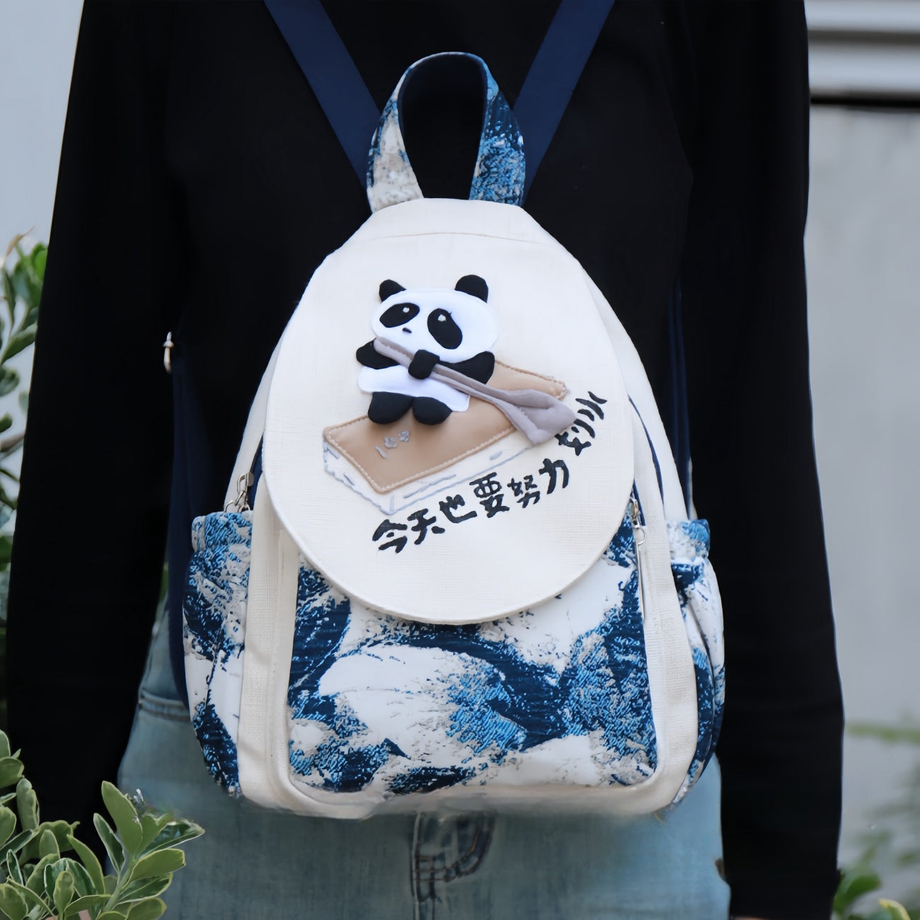 Panda shaped multi layered canvas backpack, birthday gift for girlfriend