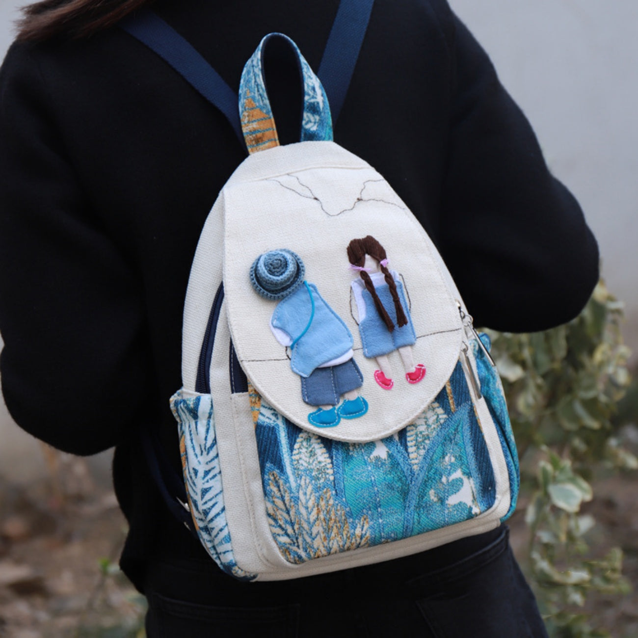 Creative cartoon travel canvas backpack birthday gift for girlfriend