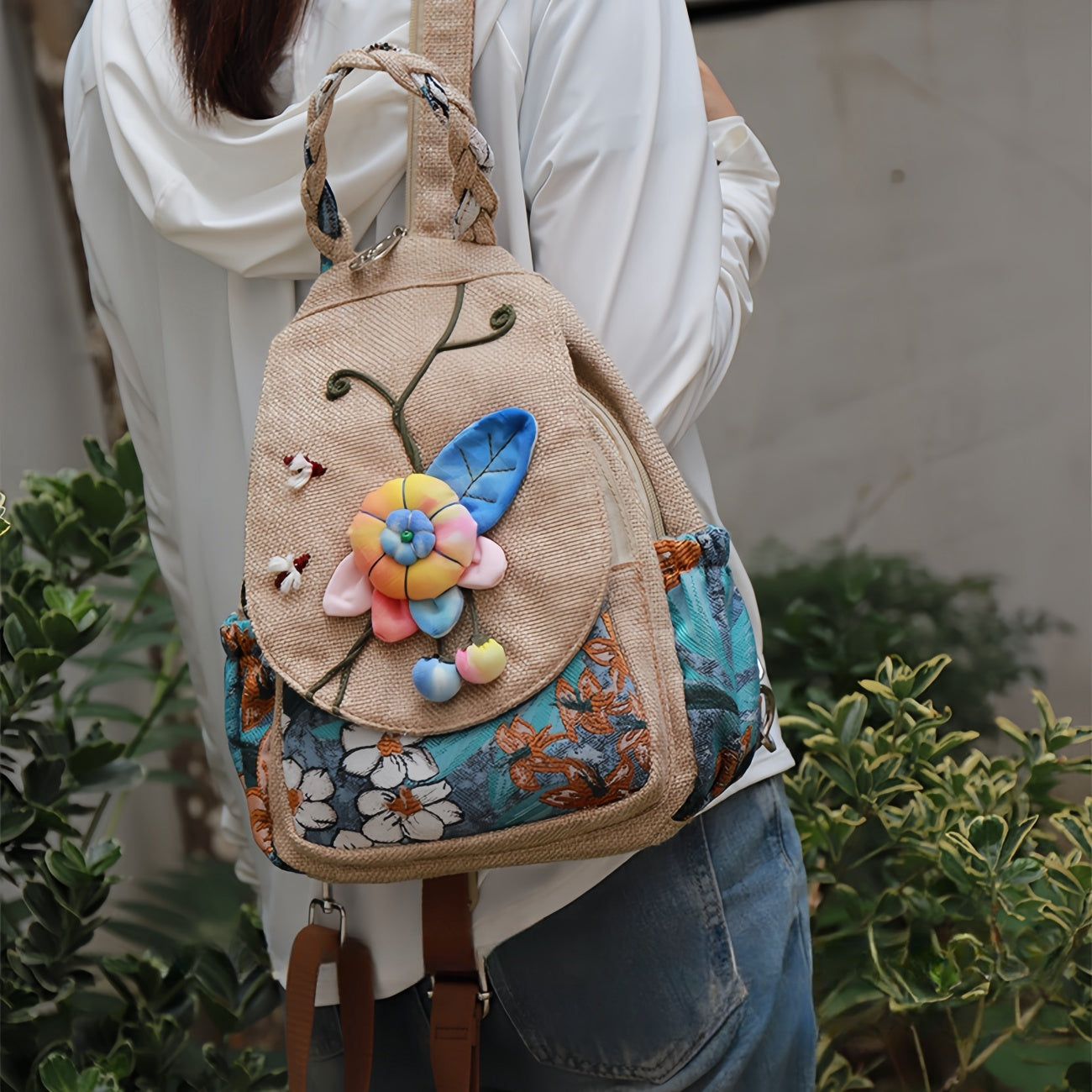 3D handmade multi layered canvas backpack, birthday gift for girlfriend