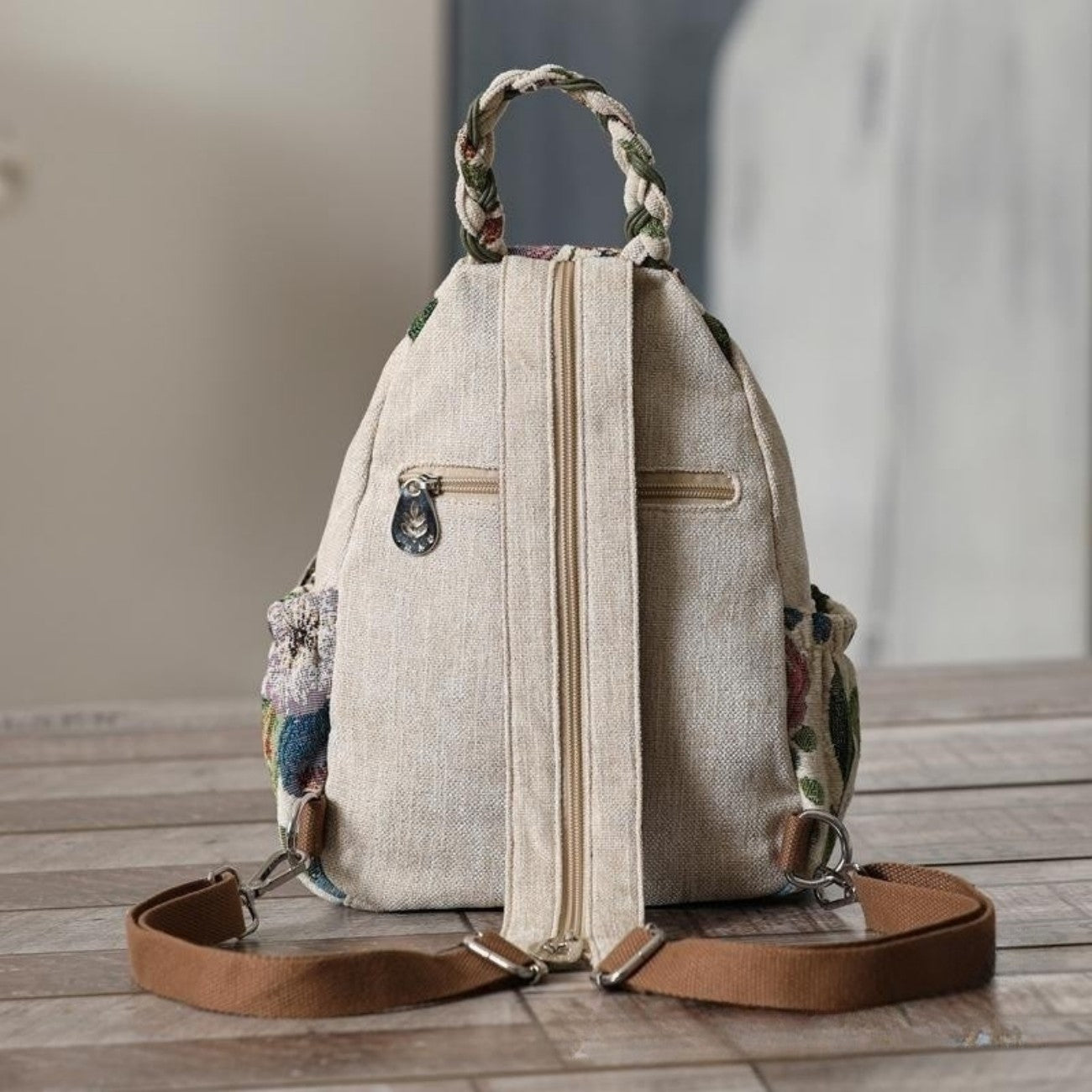 Handwoven shoulder canvas backpack with multifunctional holiday gift for girlfriend