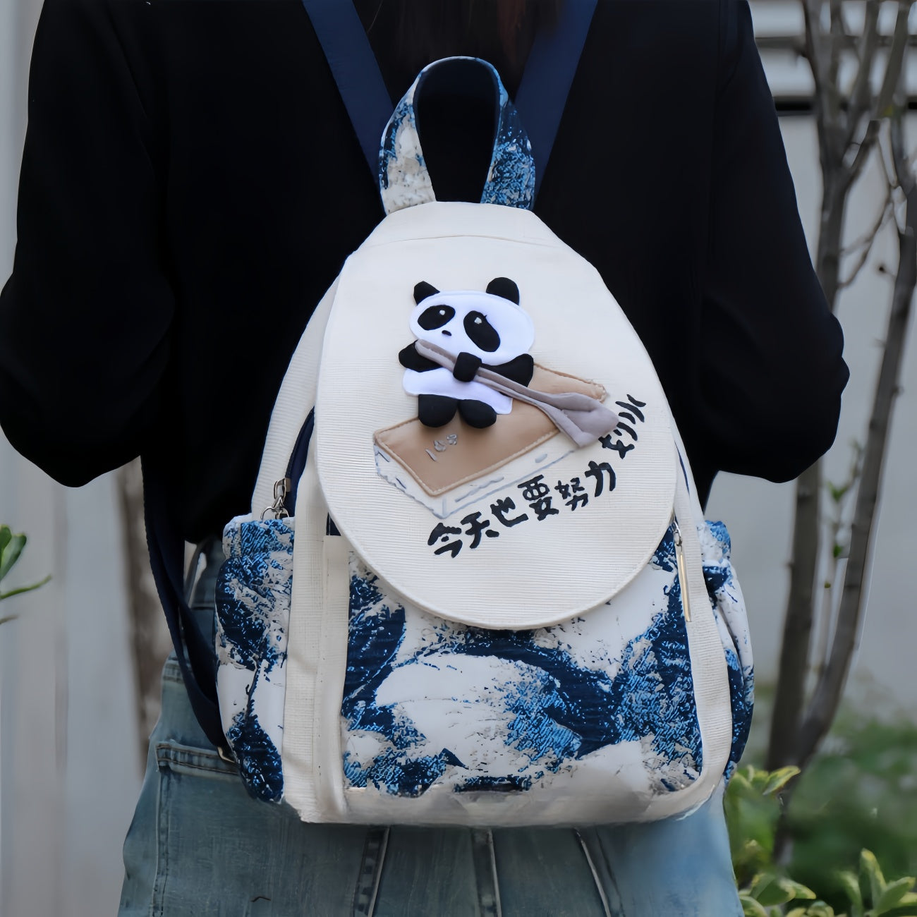 Panda shaped multi layered canvas backpack, birthday gift for girlfriend