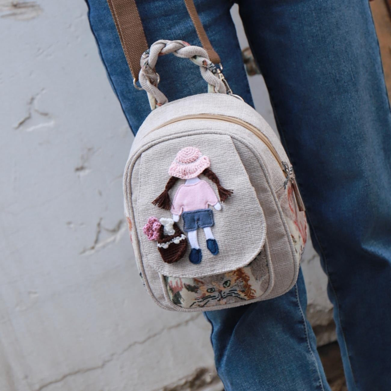 Handmade weaving facilitates commuting canvas backpack, giving birthday gifts to girlfriends