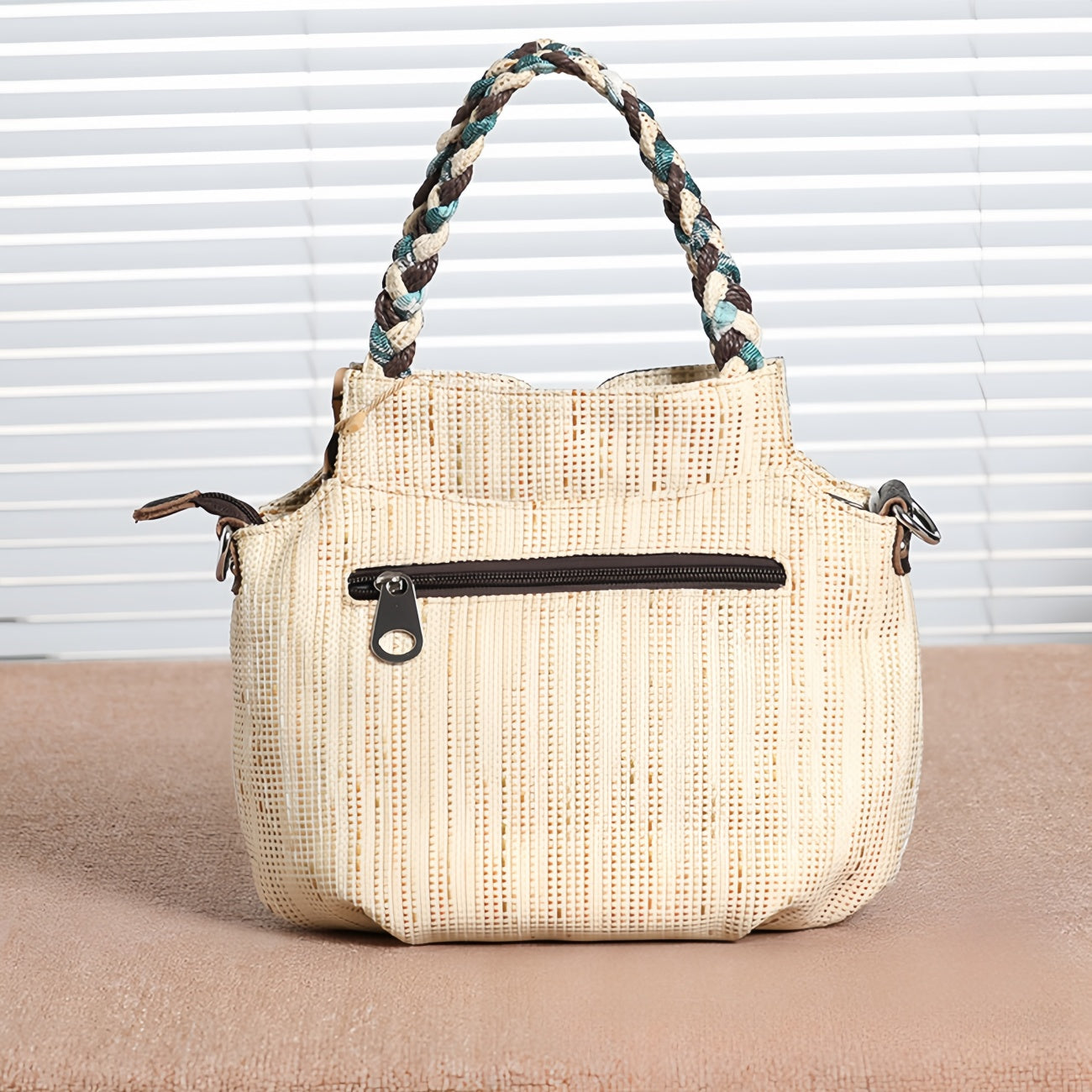 Simple handmade woven large capacity canvas tote, birthday gift for girlfriend and mother