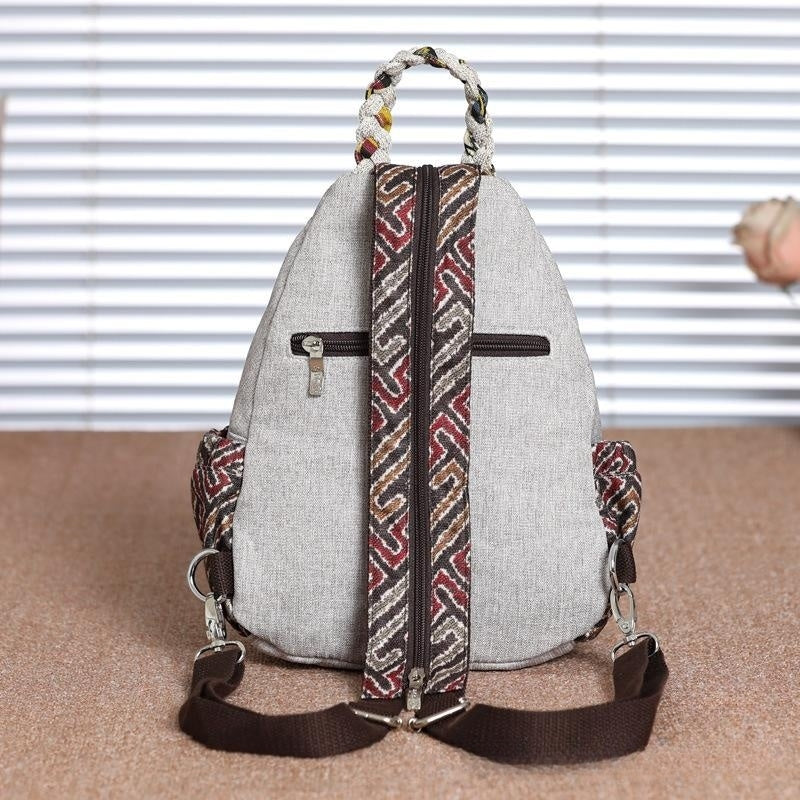 Cotton and linen canvas backpack with lightweight multiple compartments, dragonfly shaped holiday gift for girlfriend