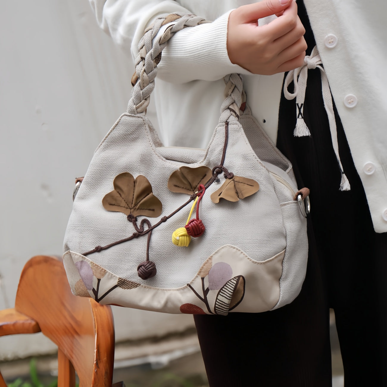 Maple leaf multi layered canvas tote, birthday gift for girlfriend and mother