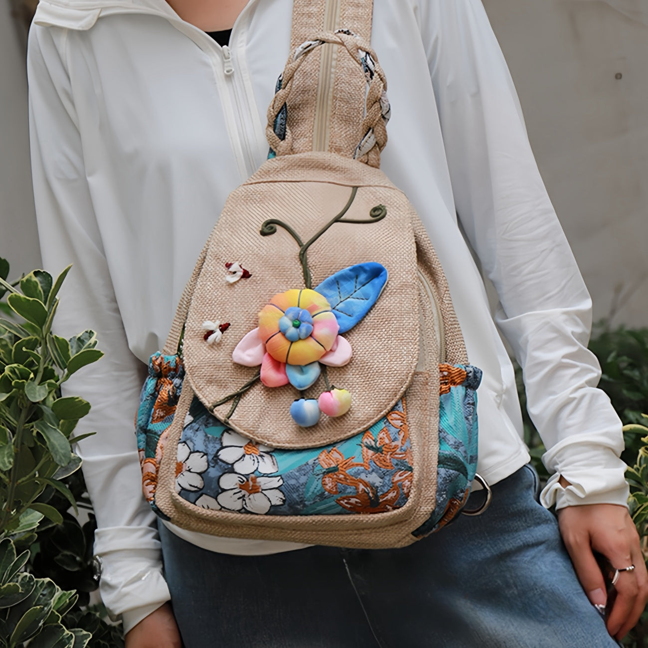 3D handmade multi layered canvas backpack, birthday gift for girlfriend