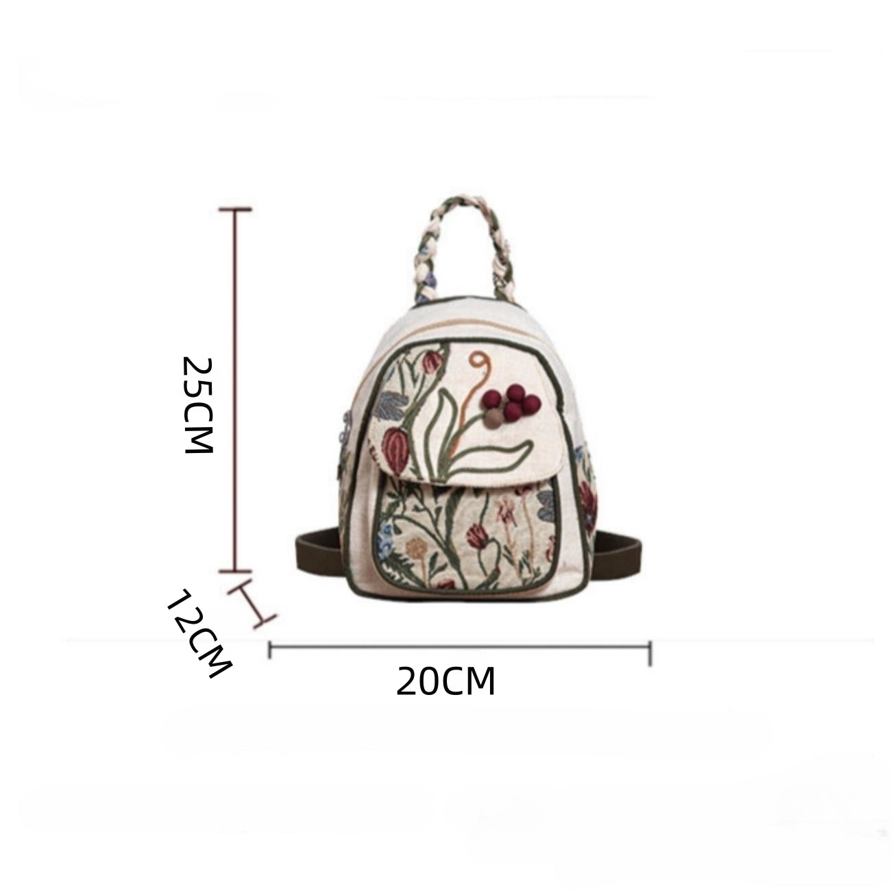 Multi layered plant design canvas backpack for convenient travel, commuting, birthday gift for girlfriend