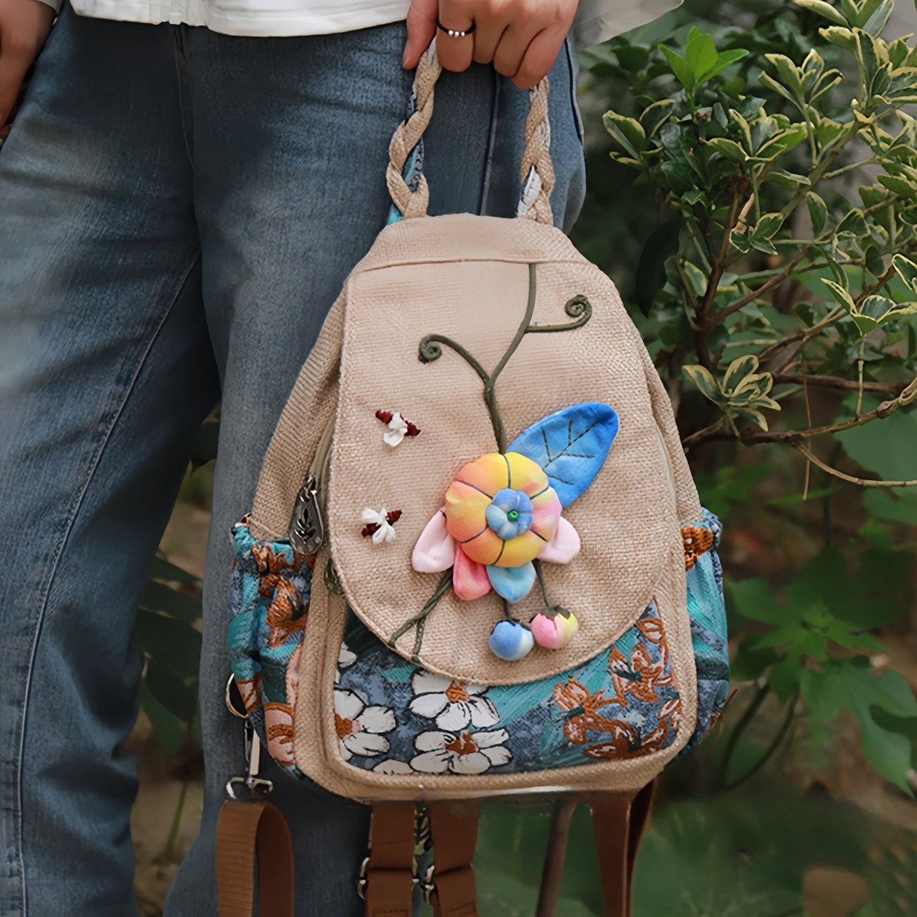 3D handmade multi layered canvas backpack, birthday gift for girlfriend