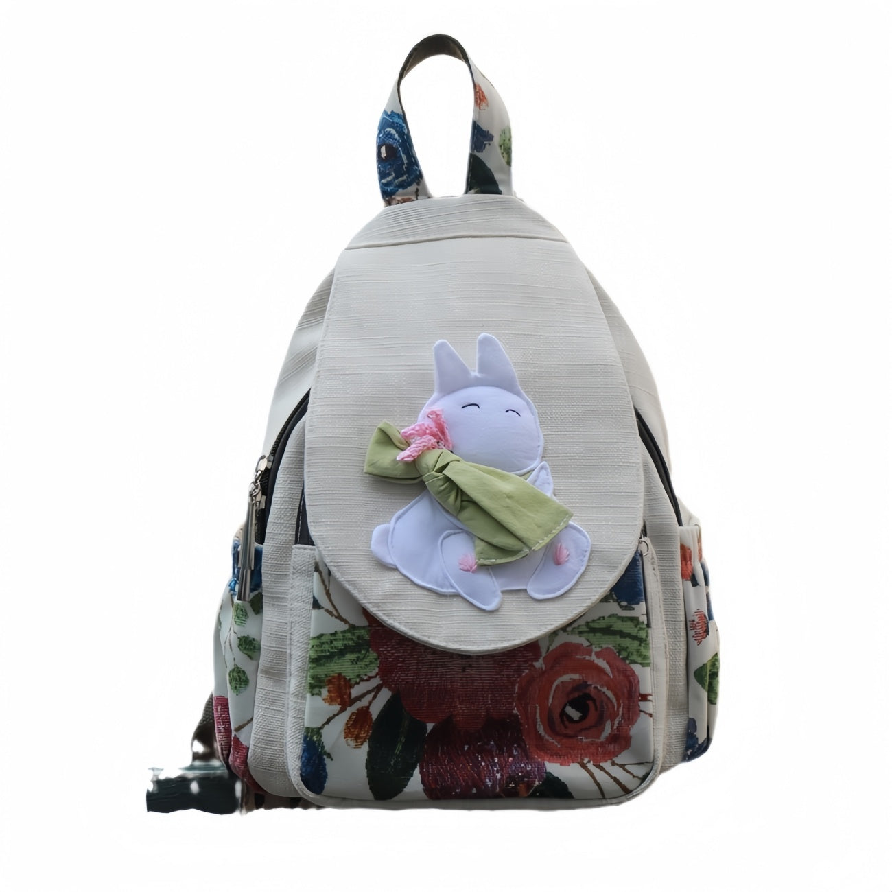 Cute cartoon casual multi layered canvas backpack, birthday gift for girlfriend