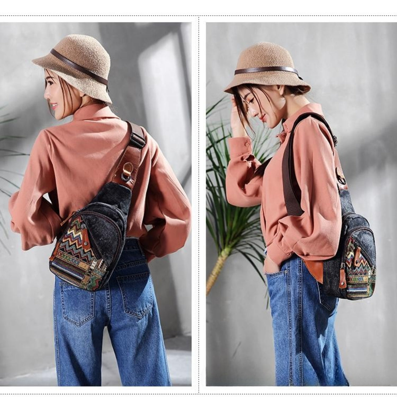 Couple chest canvas sling bag travel anti-theft high quality birthday gift