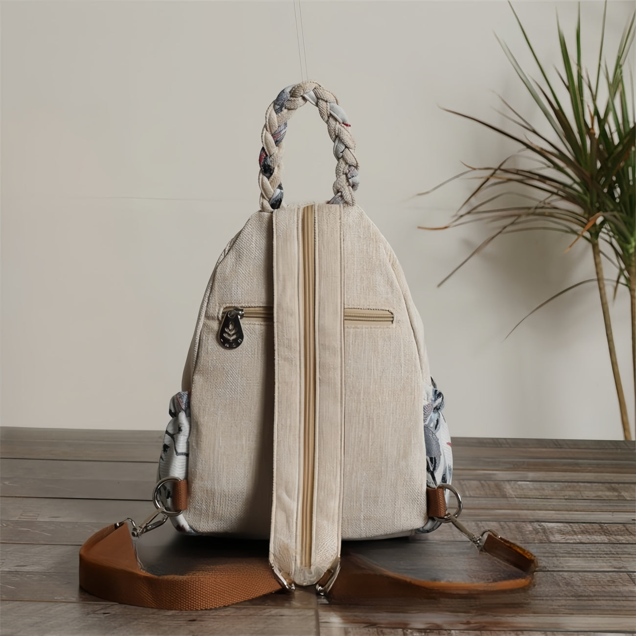 Simple and casual handmade woven multi layered canvas backpack, birthday gift for girlfriend