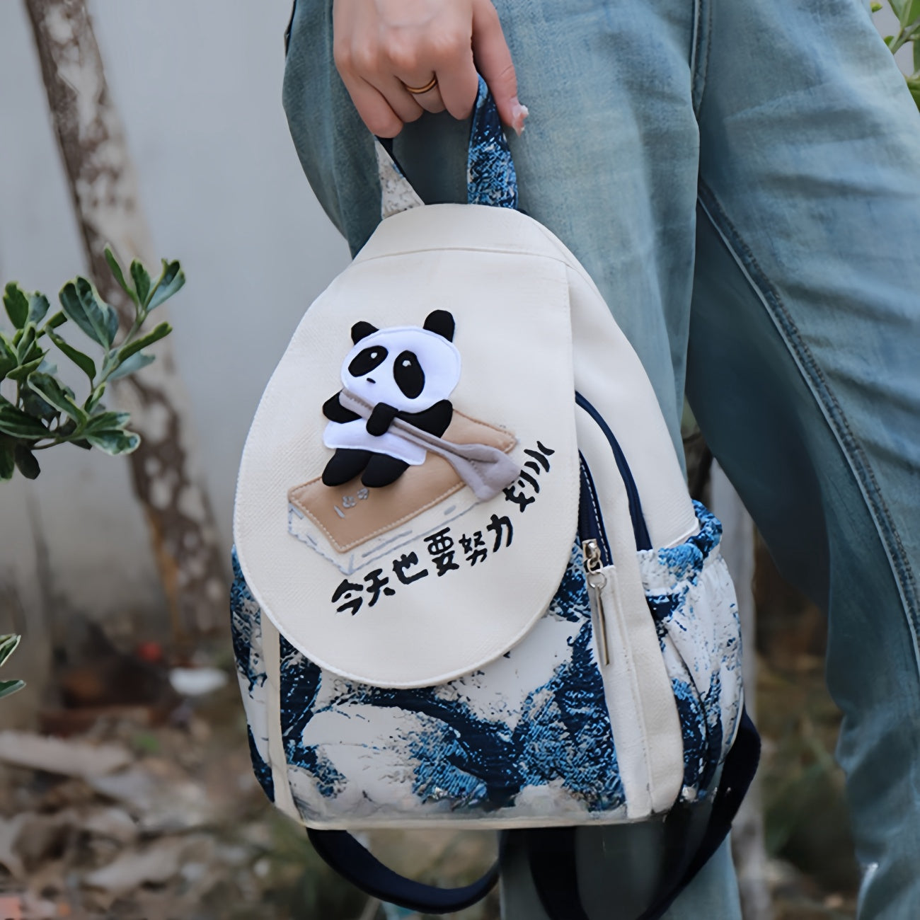 Panda shaped multi layered canvas backpack, birthday gift for girlfriend