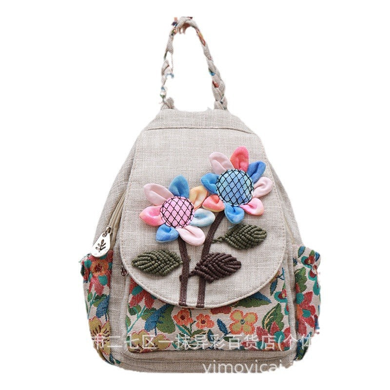 3D Sunflower Handmade Multi Layer canvas backpack Birthday Gift for Girlfriend