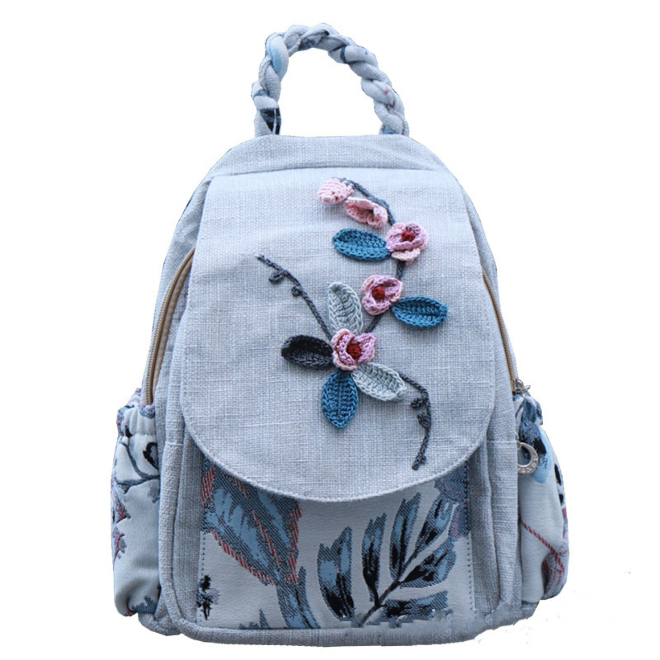 Flower Fan canvas backpack Multi functional Commuter Bag Birthday Gift for Girlfriend