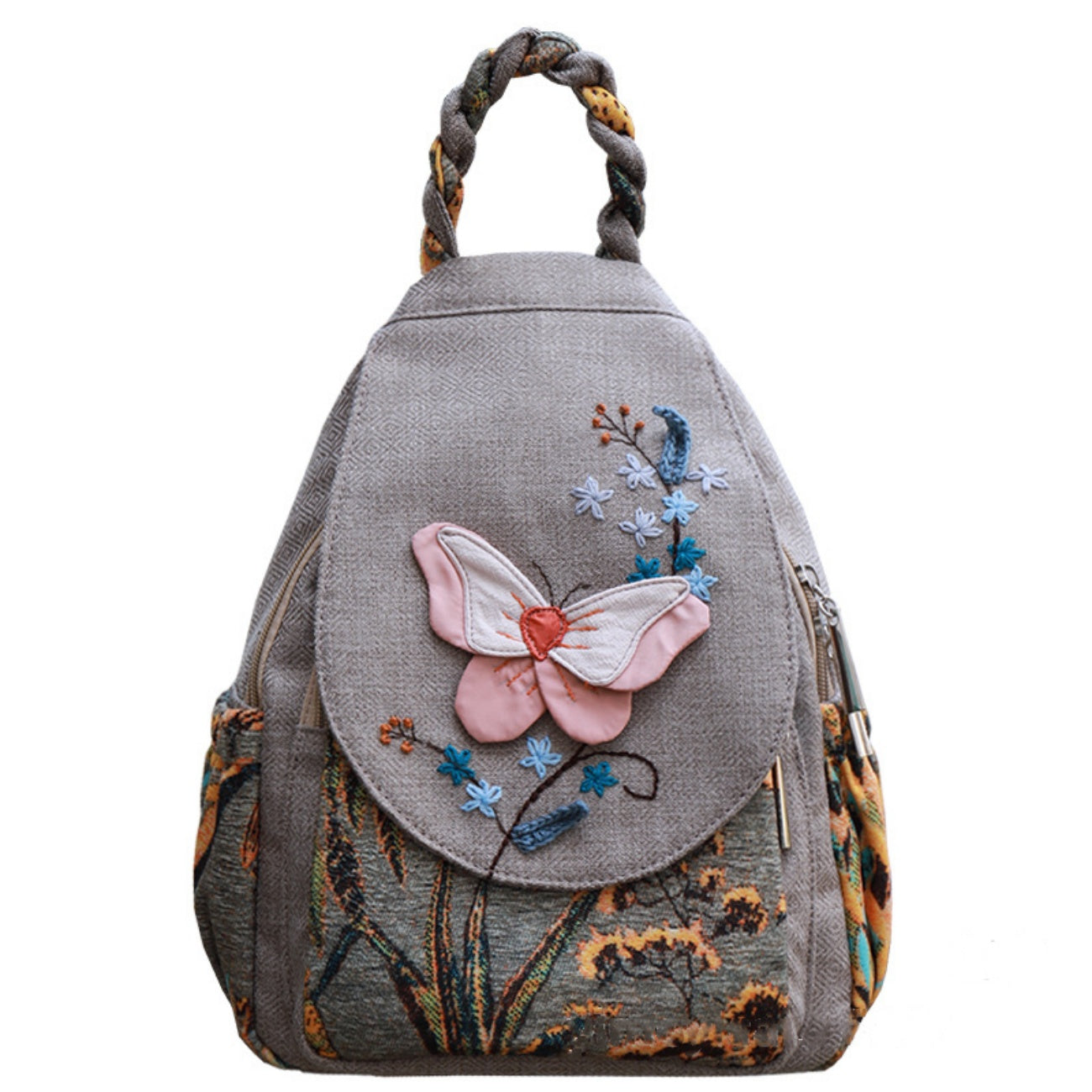 Butterfly women's canvas backpack convenient multi-pocket mobile phone coin purse birthday gift for girlfriend