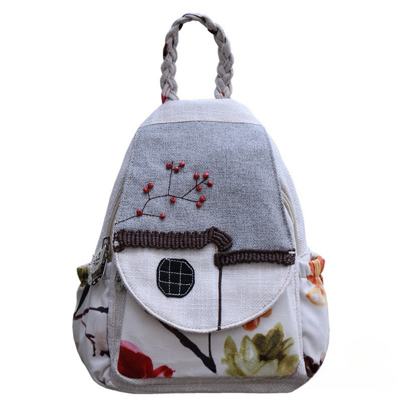 Vintage Art Handmade Weaving Creative canvas backpack Birthday Gift for Girlfriend