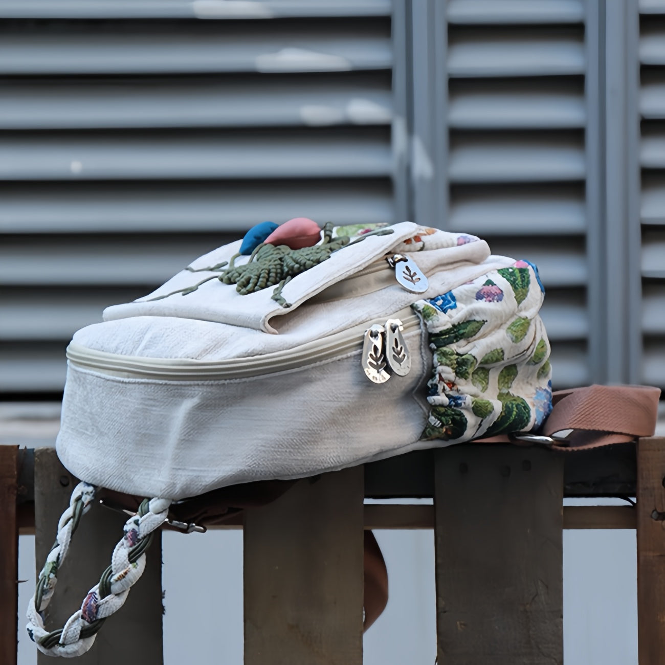 Handwoven Multi layer canvas backpack with Gourd, Birthday Gift for Girlfriend