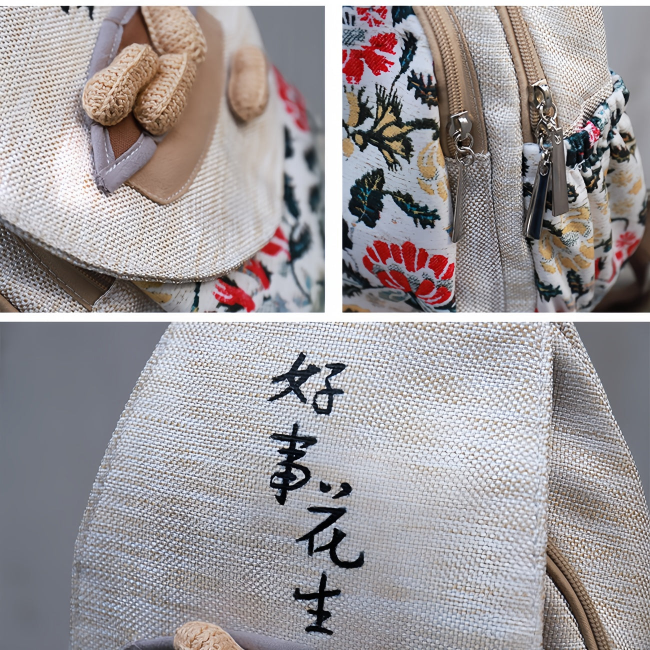 Peanut shaped handmade woven multi layered canvas backpack, birthday gift for girlfriend