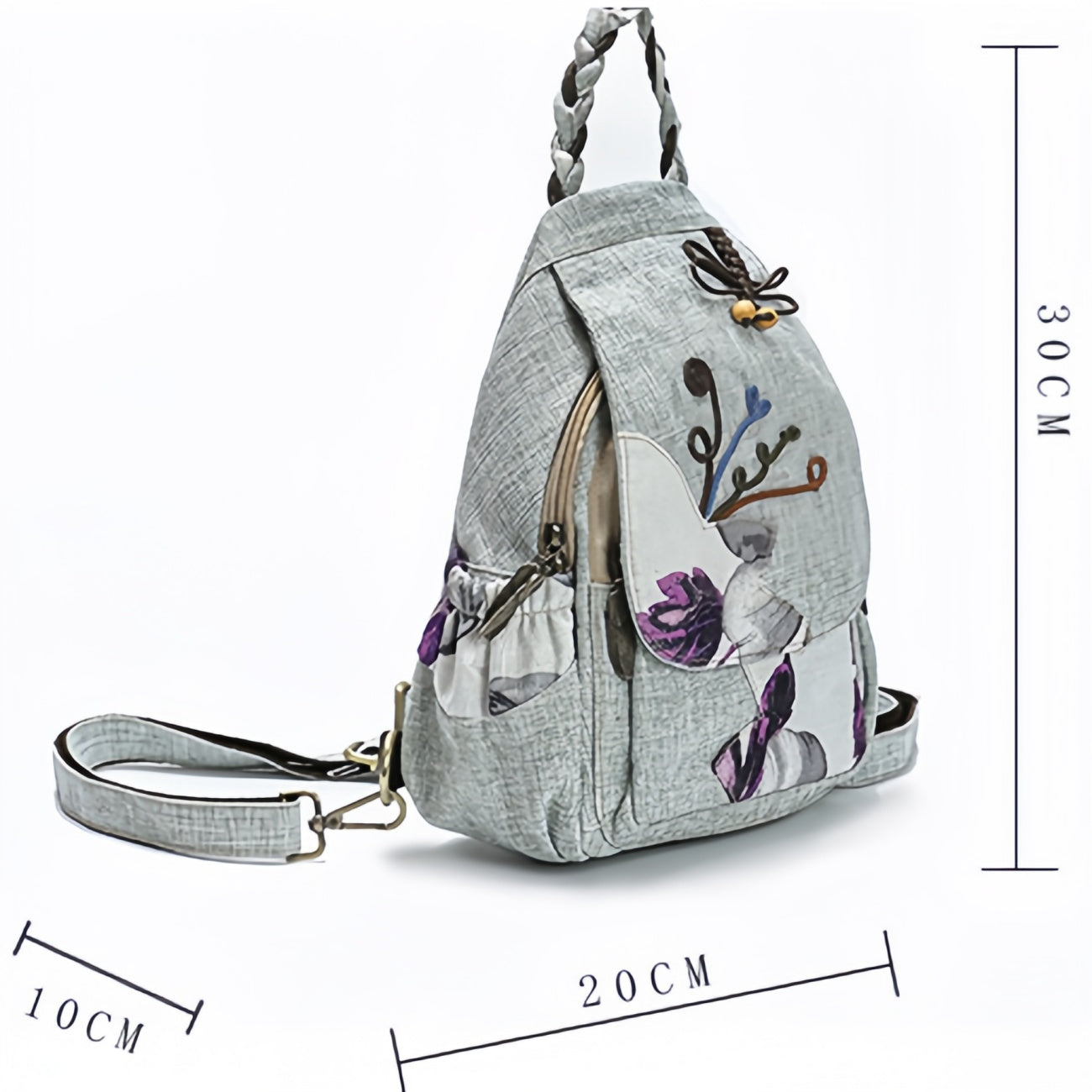 Dragonfly simple handmade woven multi layered canvas backpack, birthday gift for girlfriend