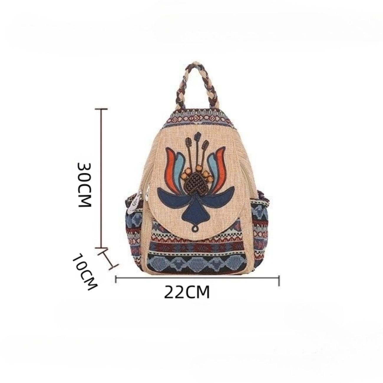 Handmade woven plant shape canvas backpack for convenient travel, commuting, birthday gift for girlfriend