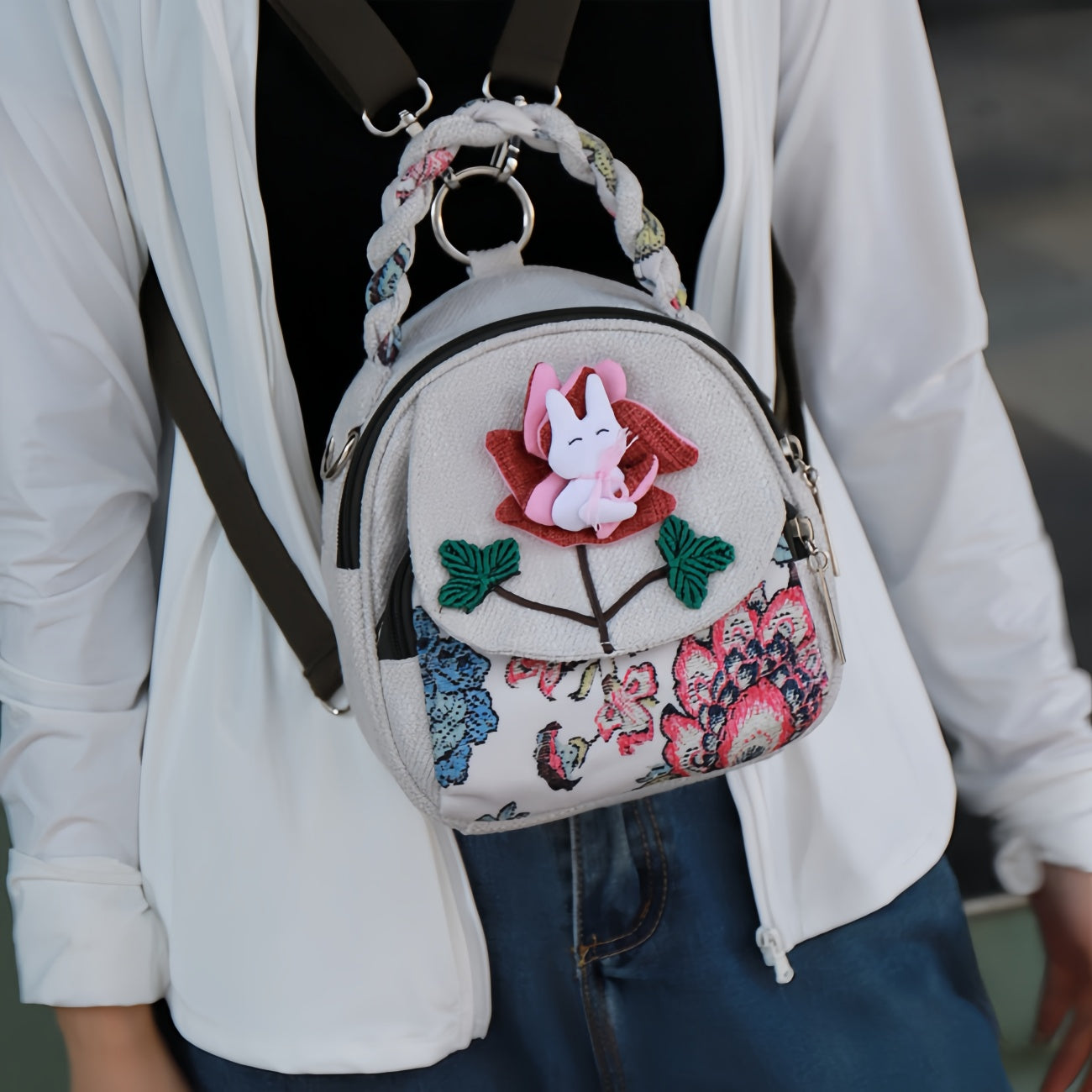 Rabbit Multi Layered canvas tote Birthday Gift for Girlfriend and Mother