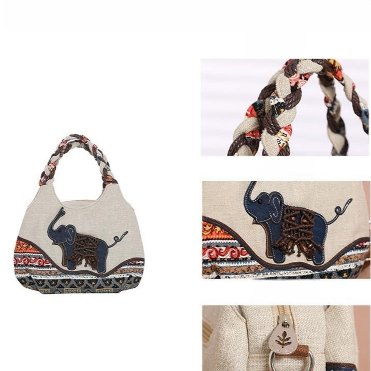 Auspicious handmade weaving canvas tote for convenient commuting, birthday gift for girlfriend