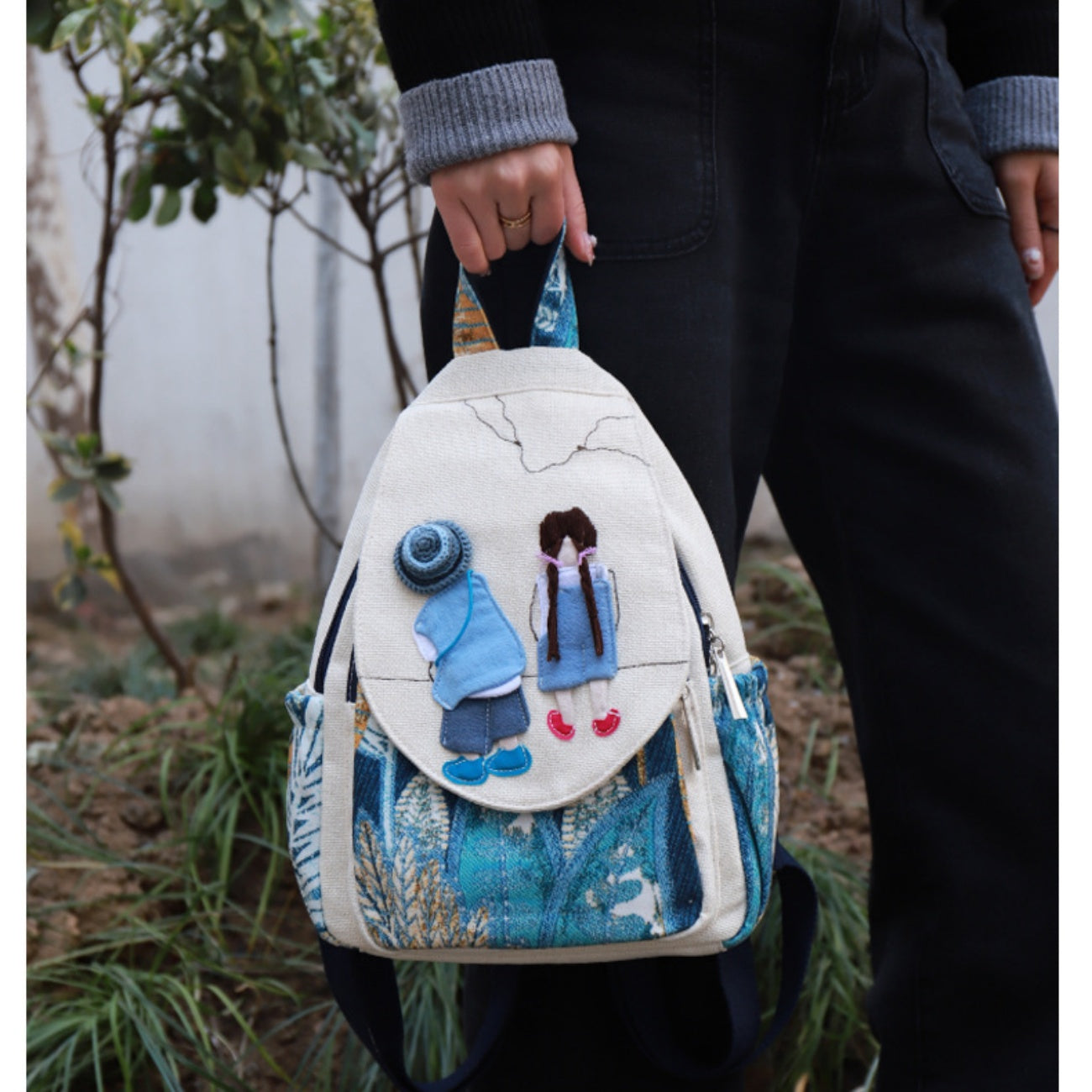 Creative cartoon travel canvas backpack birthday gift for girlfriend