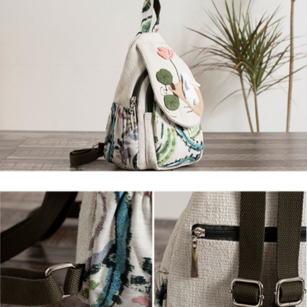 canvas backpack with multiple compartments, portable commuting, birthday gift for girlfriend