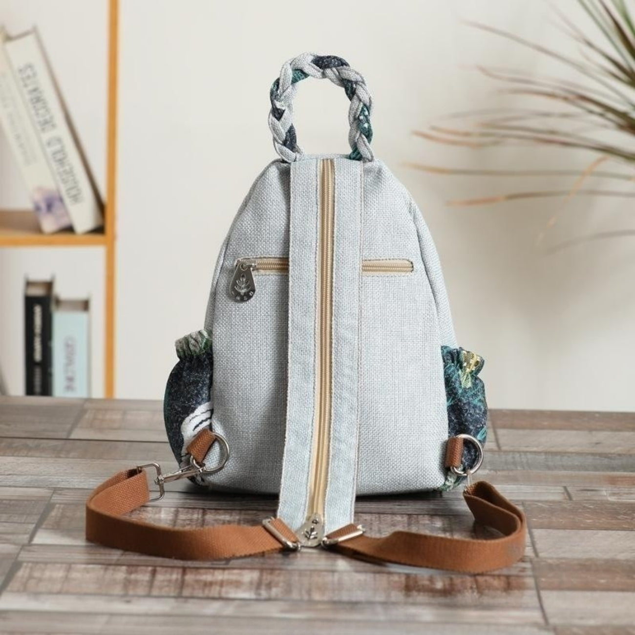 Woven fabric canvas backpack with portable multiple compartments for commuting, holiday gifts for girlfriend